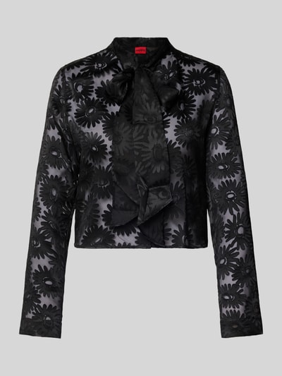 HUGO Regular fit strikblouse met semi-transparant design Zwart - 2
