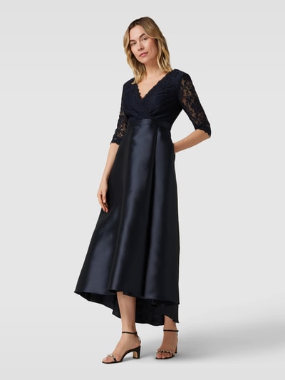 Christian Berg Cocktail Abendkleid mit V-Ausschnitt Marine Melange 4