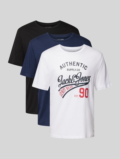 Jack & Jones T-Shirt mit Label-Print Modell 'ETHAN' im 3er-Pack Black 2