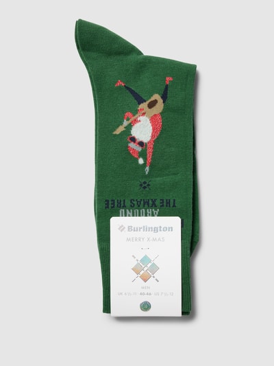 Burlington Socken mit Motiv-Stitching Modell 'Rocking XMas' Dunkelgruen 3