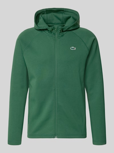 Produktfoto, Regular Fit Sweatjacke mit Baumwoll-Anteil von Lacoste, efekt: jednolity kolor, zamek błyskawiczny, naszywka z logo, kaptur z tunel, długi rękaw, wpuszczane kieszenie, scuba, mieszanka bawełny