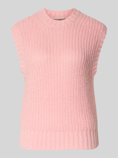 Produktfoto, Weste mit Woll-Anteil in Strick-Optik Modell 'Portuna' von Opus im zarten Rosa, Material-Mix, Regular-Fit, Rückenlänge 54 cm bei Größe 36.