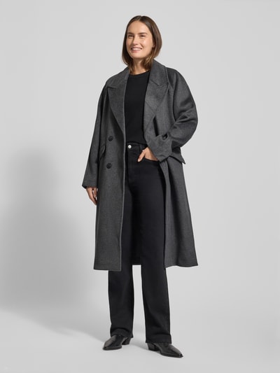 Vero Moda Relaxed Fit Wollmantel mit doppelreihiger Knopfleiste Modell 'HARPER' Dunkelgrau 1