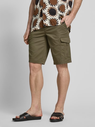 Tom Tailor Regular Fit Cargoshorts aus Baumwoll-Mix Oliv 4