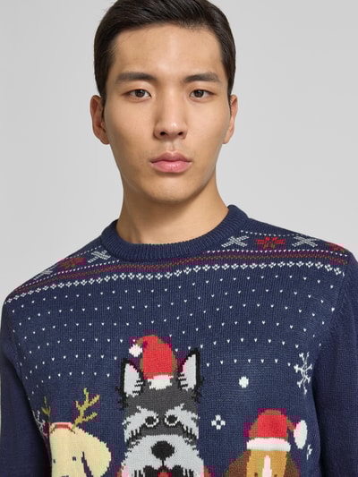 Montego Strickpullover mit gerippten Abschlüssen Marine 3