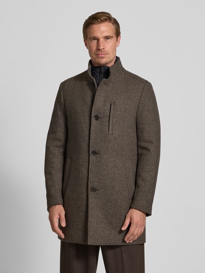 MCNEAL Płaszcz z mieszanki wełny ze stójką Ciemnobrązowy melanż 4