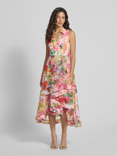 Adrianna Papell Cocktailjurk met platte kraag en V-hals Felroze - 4