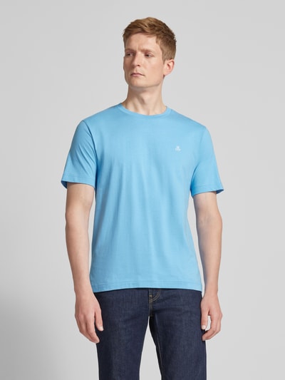 Marc O'Polo T-shirt met labelprint Turquoise - 4