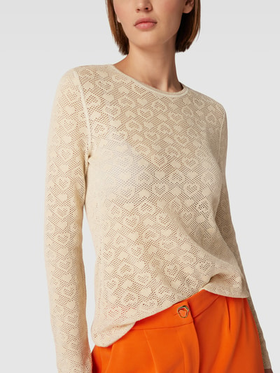 Marc Cain Gebreide pullover met all-over motief Beige - 3