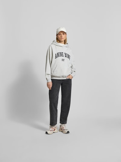 Anine Bing Oversized Hoodie mit Logo-Print Hellgrau Melange 1