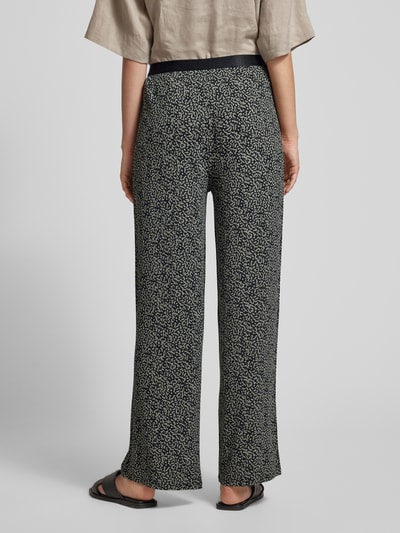 Marc O'Polo Wide leg stoffen broek met all-over motief Zwart - 5