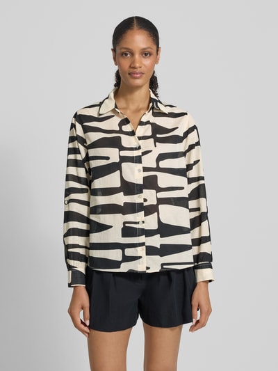 OPUS Regular fit blouse met knoopsluiting, model 'Fumani' Zwart - 4
