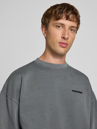 Pegador Oversized Sweatshirt mit Label-Stitching Mittelgrau 3