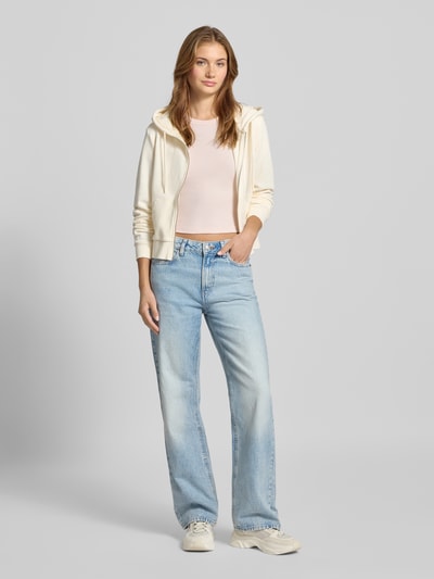 Gina Tricot T-shirt met geribde ronde hals Lichtroze - 1