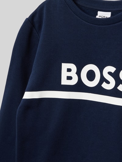 Boss Sweatshirt met labelprint Marineblauw - 2