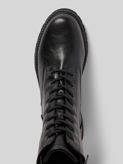 Produktfoto, zwarte Schnürstiefel met ritssluiting van Tamaris, glad leer, ronde neus, duidelijke vetergaatjes, Dames Schnürstiefel van Tamaris