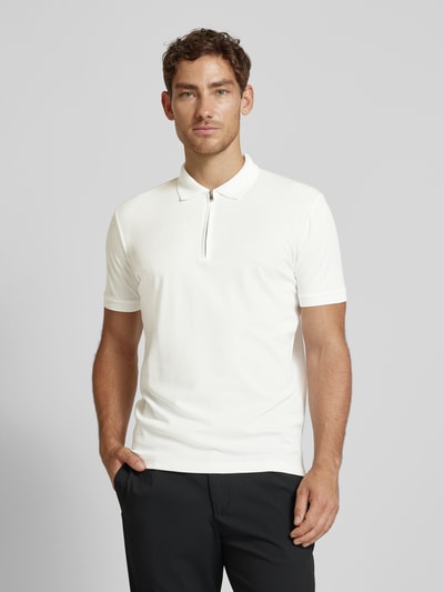 SELECTED HOMME Koszulka polo z krótkim zamkiem błyskawicznym model ‘FAVE’ Biały 4