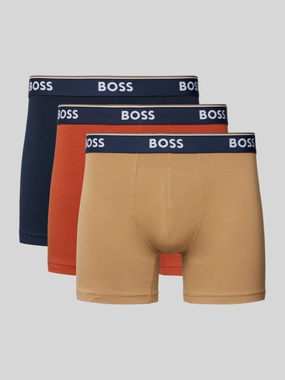 BOSS Trunks mit elastischem Label-Bund Modell 'Power' im 3er-Pack Mittelbraun 1