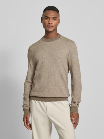 BOSS Regular Fit Strickpullover aus Baumwoll-Schurwoll-Mix Modell 'HESTRO' Schlamm 4