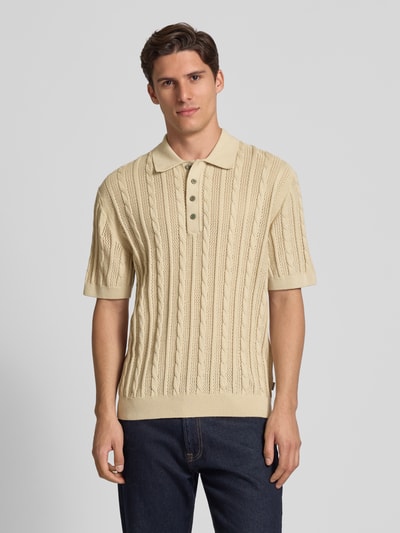 Jack & Jones Premium Poloshirt in gebreide look, model 'MASON' Cognac - 4