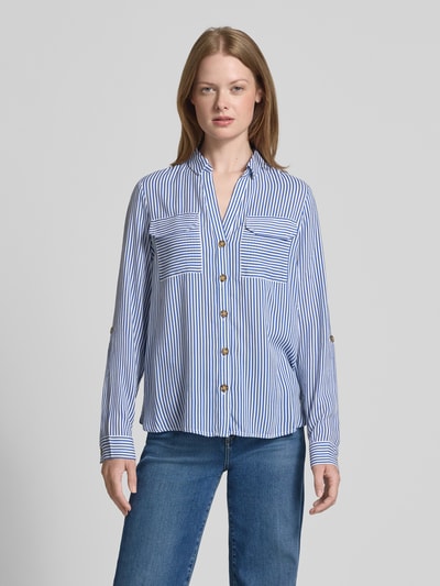 Vero Moda Regular fit overhemdblouse van pure viscose, model 'BUMPY' Koningsblauw - 4
