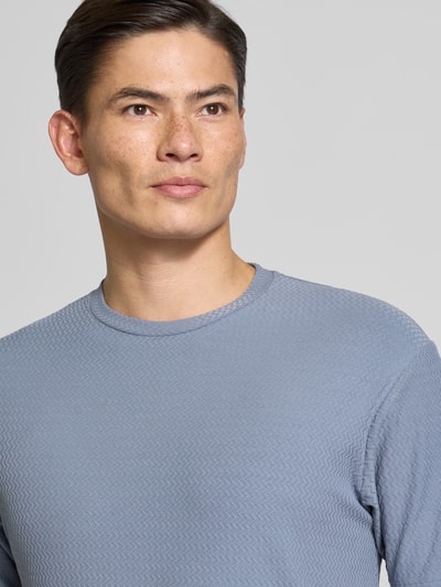 DRYKORN T-Shirt mit geripptem Rundhalsausschnitt Modell 'GILBERD' Blau 3