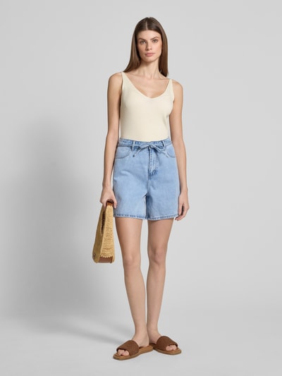moves Jeansshorts mit Bindegürtel Modell 'Veneda' Jeansblau 1