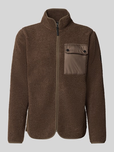 Produktfoto, Regular Fit Jacke mit Stehkragen Modell 'Peter' von Didriksons in Braun mit Strukturmuster und Brusttasche, Reißverschluss