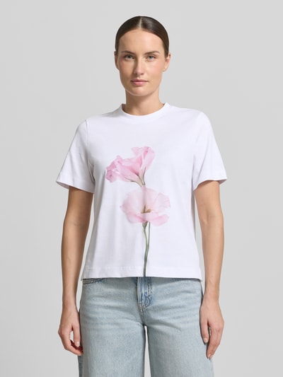 Stefanel T-Shirt mit Motiv-Print Modell 'FIORE' Weiss 4