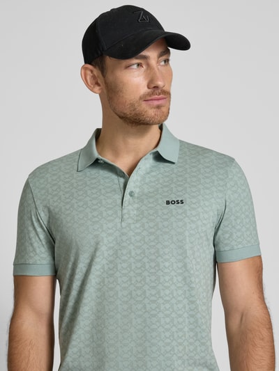 BOSS Green Regular Fit Poloshirt mit Label-Print Modell 'Paddy' Mint 3