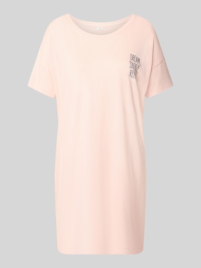 Produktfoto, Comfort Fit Pyjama aus Baumwoll-Viskose-Mix Modell 'Perfect Nights Nachthemd' von s.Oliver RED LABEL, zartrosa, lockerer Schnitt, glatte Textur