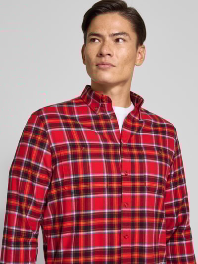 Christian Berg Men Regular Fit Freizeithemd mit Button-Down-Kragen Dunkelrot 3