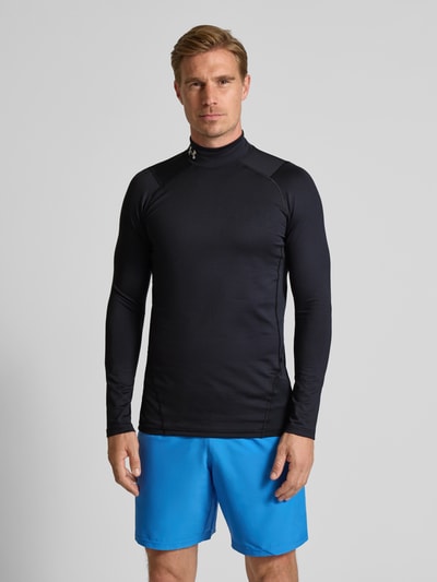 Under Armour Slim fit shirt met lange mouwen en logostitching, model 'Mock' Zwart - 4