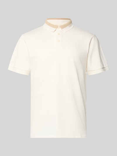 Produktfoto, Regular Fit Poloshirt mit Knopfleiste Modell 'PAUL' von GUESS, Mieszanka bawełny z dodatkiem streczu, krój regular fit, długość tyłu w rozmiarze M: 69 cm, kolor jasny, gładka faktura