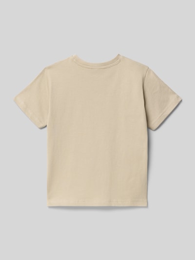 Produktfoto, T-Shirt aus reiner Baumwolle von Mayoral in Beige, gerader Schnitt, Rundhalsausschnitt, kurzärmelig, glatte Textur, Rückenlänge bei Größe 116: 42 cm