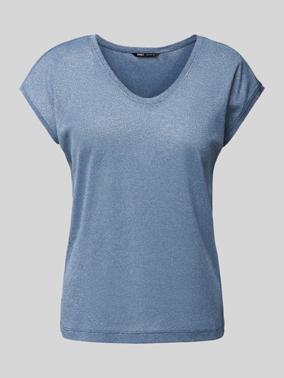 Only Top mit V-Ausschnitt Modell 'SILVERY' Rauchblau 2