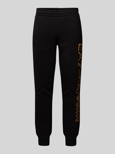 EA7 Emporio Armani Regular fit sweatpants met elastische band Zwart - 2