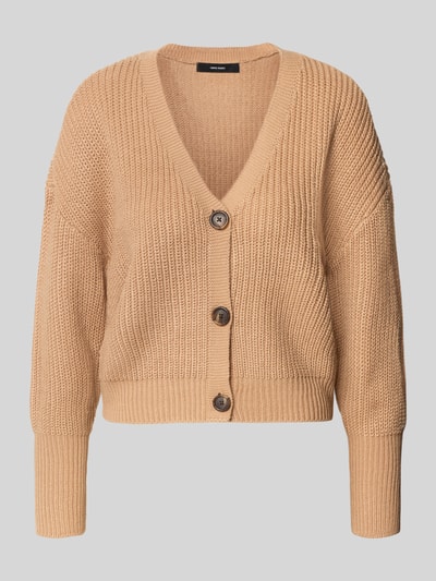 VERO MODA kardigan rozpinany o kroju oversized z dekoltem w serek model 'LEA' Piaskowy 1