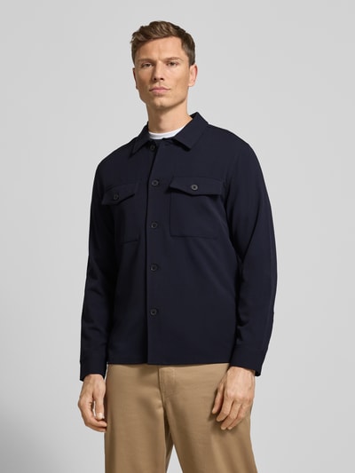 Lindbergh Overhemdjack met knoopsluiting Marineblauw - 4
