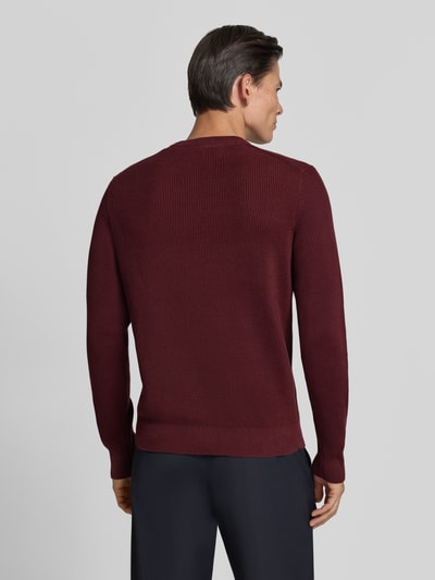 MCNEAL Regular Fit Strickpullover aus Baumwoll-Mix Dunkelrot 5