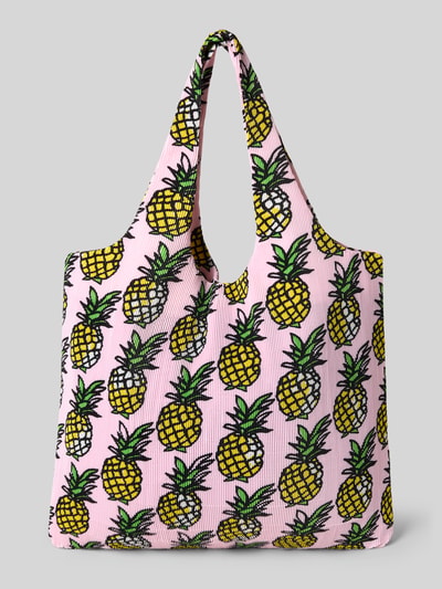 Marc Cain Torba shopper z nadrukiem z logo Mocnoróżowy 4