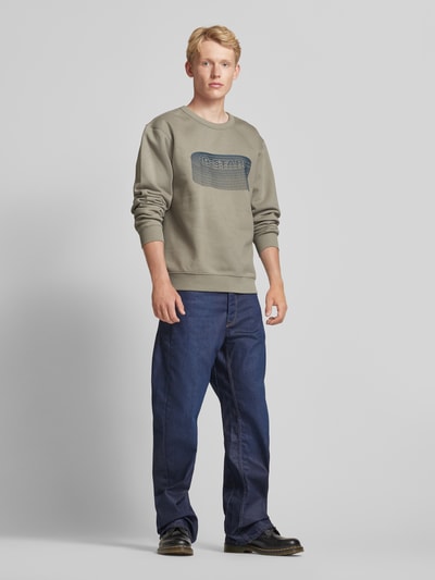 G-Star Raw Sweatshirt mit Label-Print Hellgrau 1