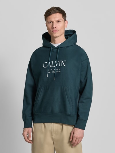 CK Calvin Klein HOODIE met labelprint en kangoeroezak Marineblauw - 4
