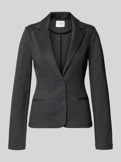 Produktfoto, Slim Fit Blazer mit Reverskragen Modell 'CHARLIE' von GUIDO MARIA KRETSCHMER WOMAN, dunkelgraues Strukturmuster, Viskose-Mix mit Stretch, Knopfverschluss, Paspeltaschen