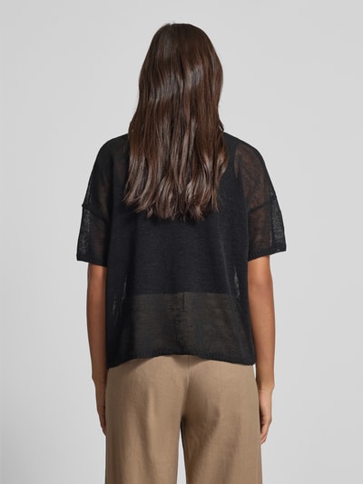 Milano Italy Gebreid shirt met ronde hals Zwart - 5