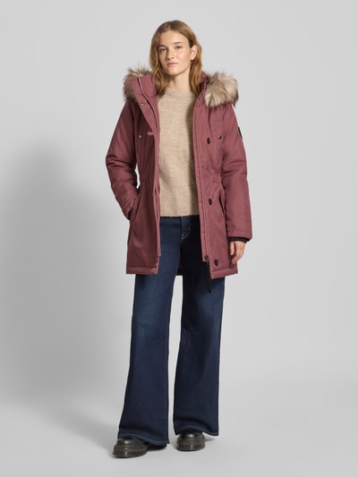 ONLY Parka kroju shaped fit z naszywką z logo model ‘IRIS’ Fiołkoworóżowy 1