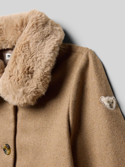 Steiff Regular fit lange jas met kraag van imitatiebont Zand - 2