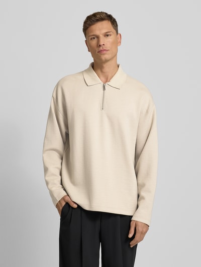 CK Calvin Klein Sweatshirt mit Polokragen und Reißverschluss Beige 4