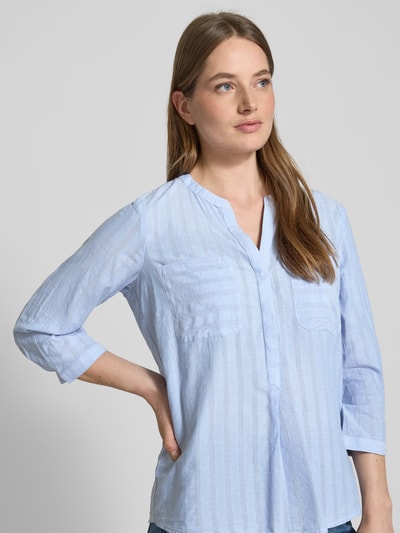 Tom Tailor Loose fit blouse met korte mouwen van lichtgewicht katoen met structuurmotief Lichtblauw - 3