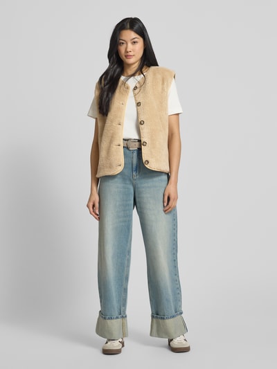 LOLLYS LAUNDRY Weste aus Teddyfell mit Knopfleiste Modell 'Jace' Sand 1